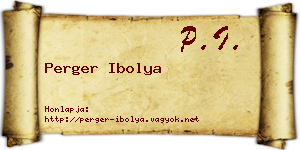 Perger Ibolya névjegykártya